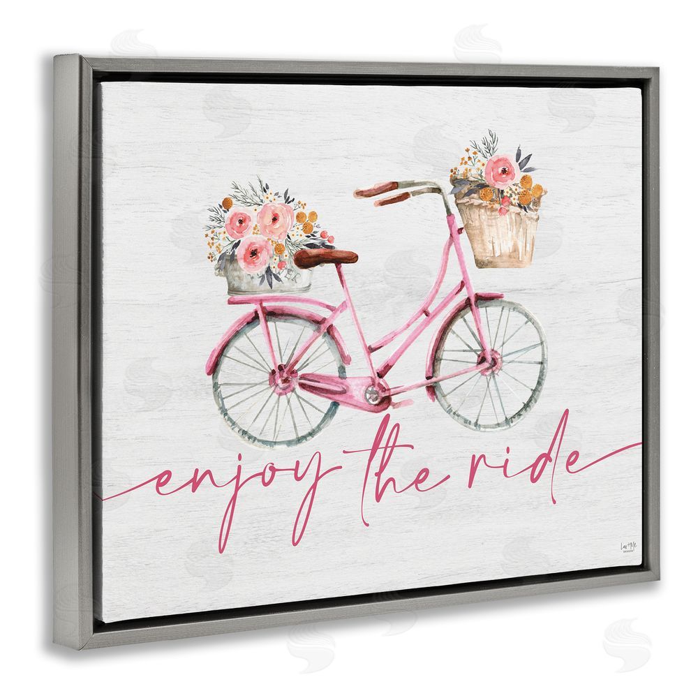 Lux + Me Designs Enjoy The Ride Bicycle Gray Floating Frame Canvas Wall Art Print