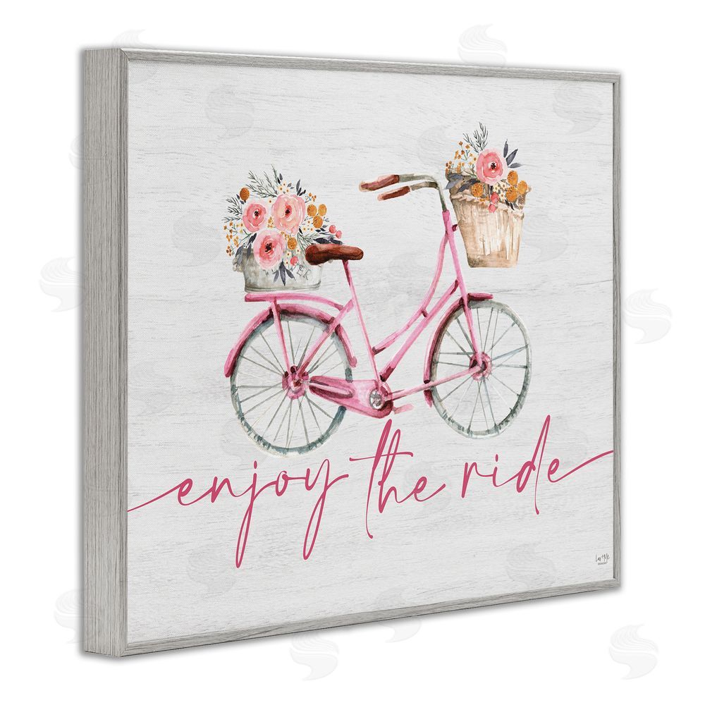Lux + Me Designs Enjoy The Ride Bicycle Gray Framed Giclee Wall Art Print