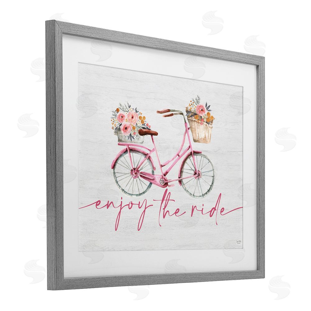 Lux + Me Designs Enjoy The Ride Bicycle Gray Framed Print Under Glass Wall Art
