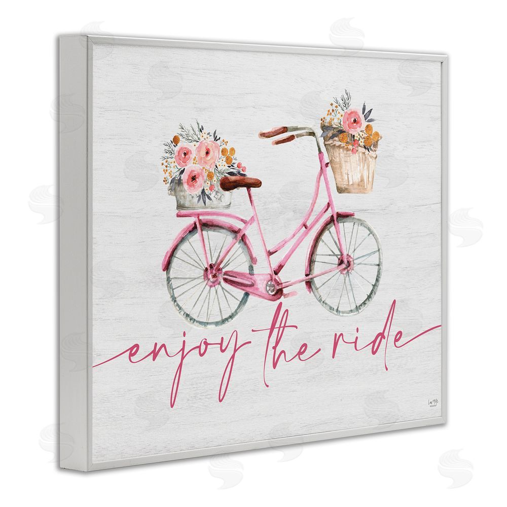 Lux + Me Designs Enjoy The Ride Bicycle White Framed Giclee Wall Art Print