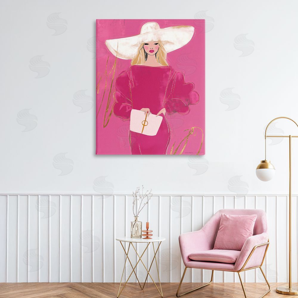 Svetlana Aleynikova Lady In Pink with Hat Canvas Wall Art Print in Room