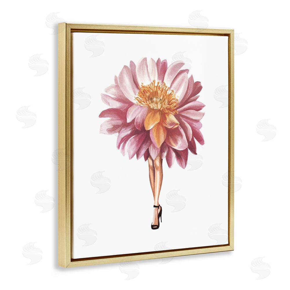 Svetlana Aleynikova Glam Floral Walkway Gold Floating Frame Canvas Wall Art Print