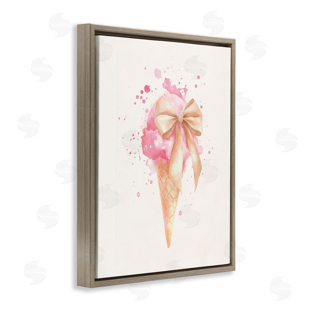 Svetlana Aleynikova Icy Charm Ice Cream Cone Brown Floating Frame Canvas Wall Art Print