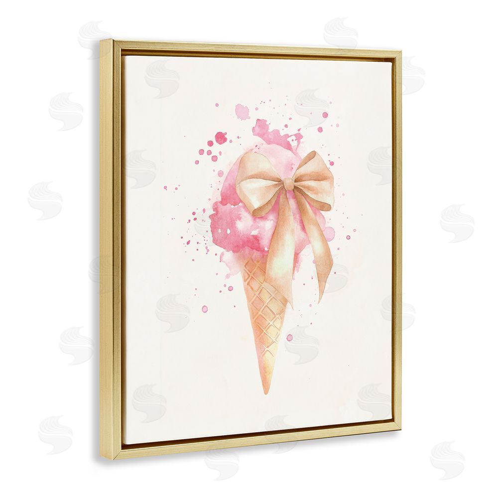 Svetlana Aleynikova Icy Charm Ice Cream Cone Gold Floating Frame Canvas Wall Art Print