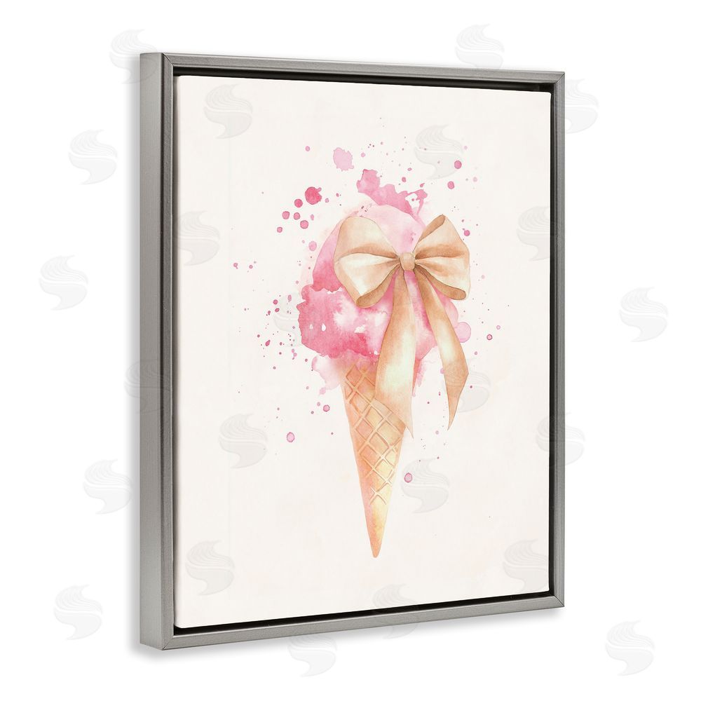Svetlana Aleynikova Icy Charm Ice Cream Cone Gray Floating Frame Canvas Wall Art Print