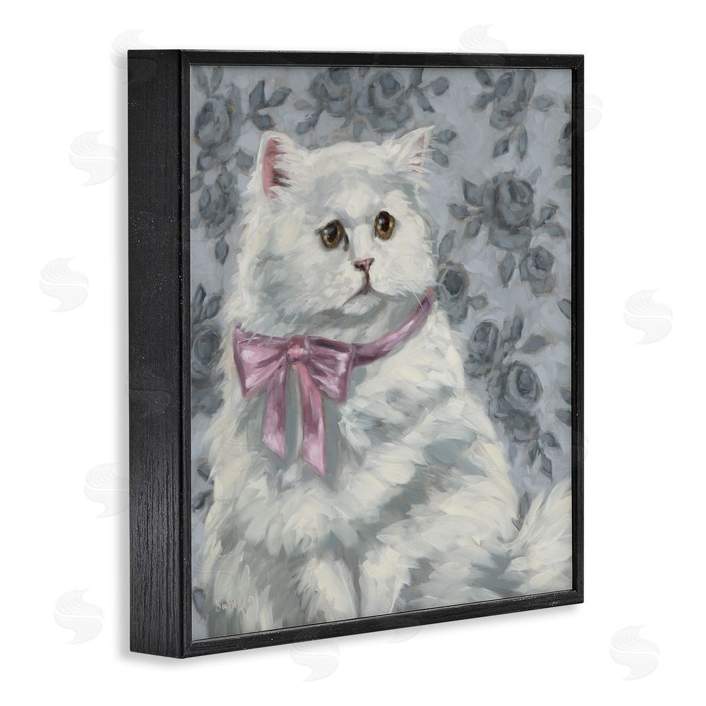 Sara G. Designs Coquette Kitty Portrait Black Framed Giclee Wall Art Print