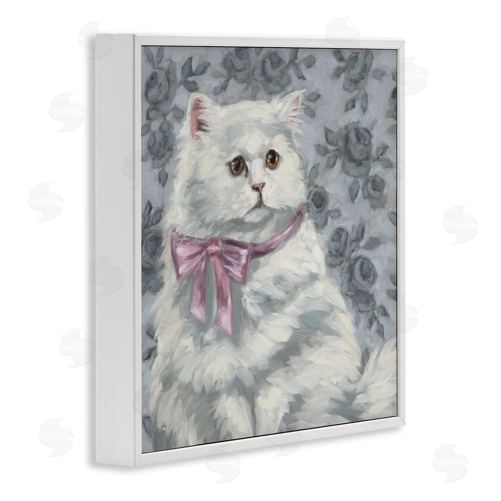 Sara G. Designs Coquette Kitty Portrait White Framed Giclee Wall Art Print
