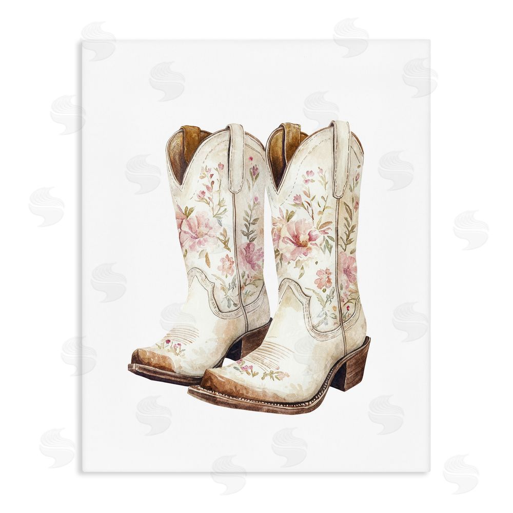 Svetlana Aleynikova Boots in Bloom Stretched Canvas Wall Art
