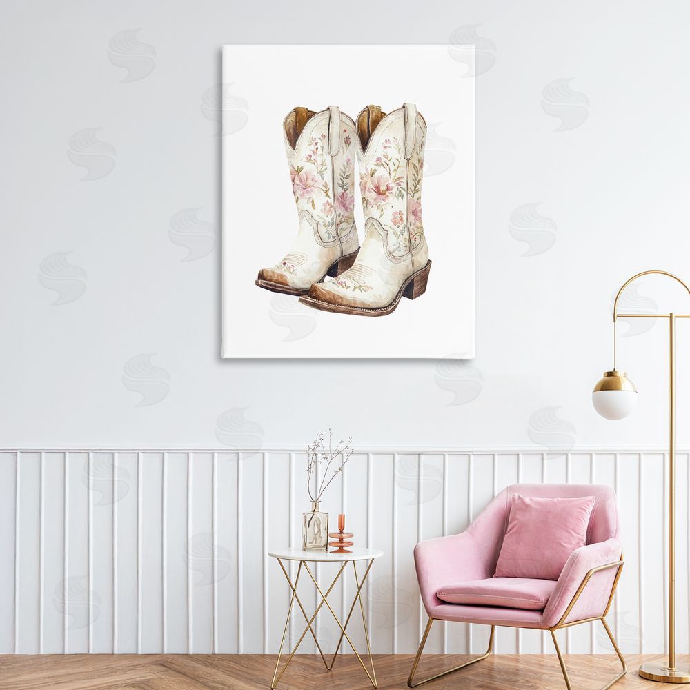 Svetlana Aleynikova Boots in Bloom Stretched Canvas Wall Art in Room