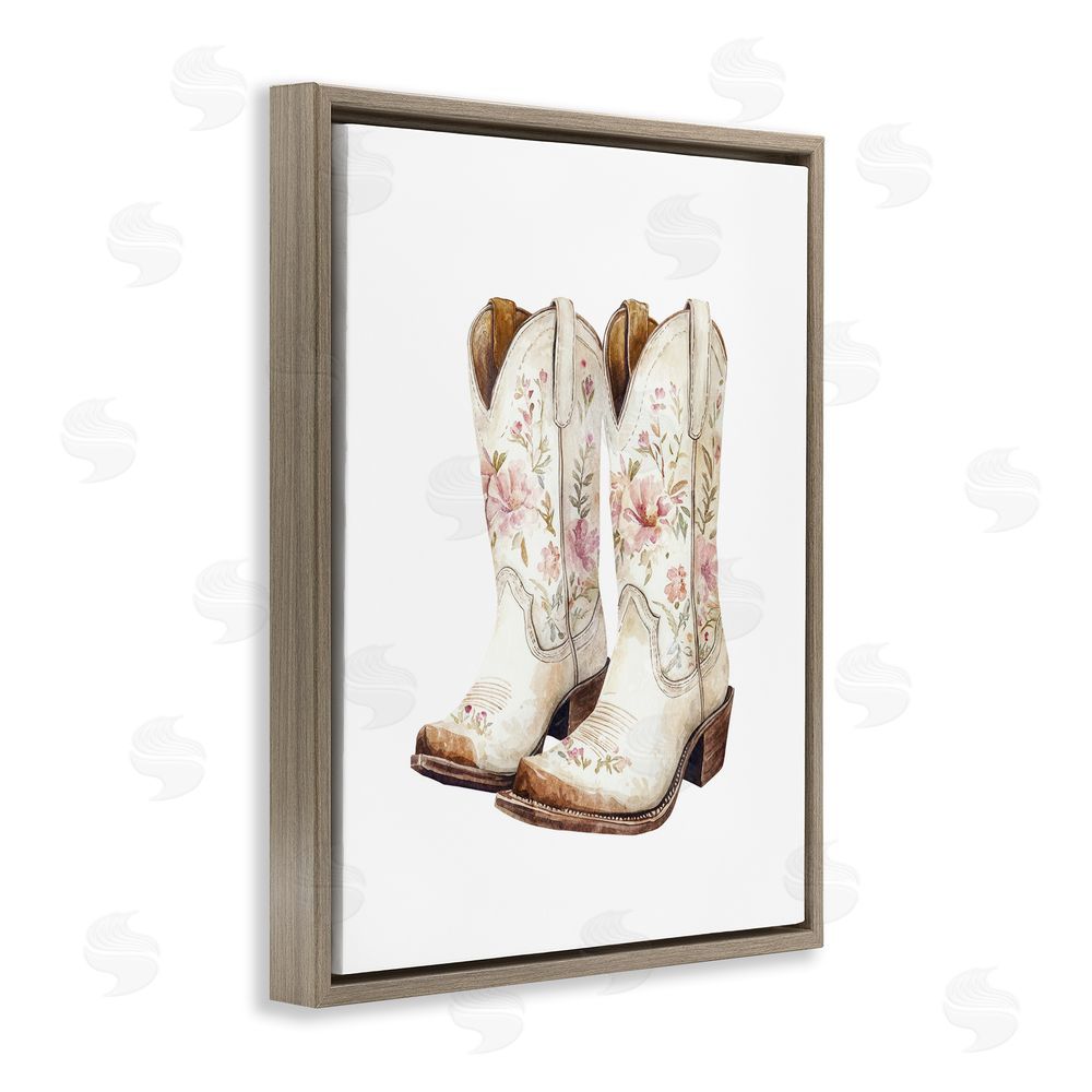 Svetlana Aleynikova Boots in Bloom Brown Floating Frame Canvas Wall Art Print