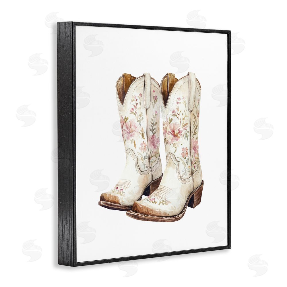 Svetlana Aleynikova Boots in Bloom Black Framed Giclee Wall Art Print