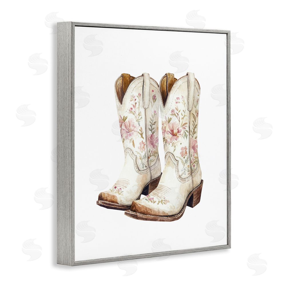 Svetlana Aleynikova Boots in Bloom Gray Framed Giclee Wall Art Print