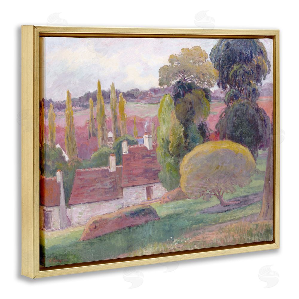 Stellar Design Studio A Farm In Brittany Gauguin Gold Floating Frame Canvas Wall Art Print