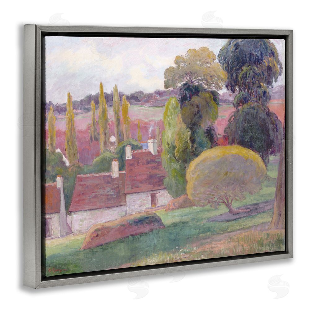 Stellar Design Studio A Farm In Brittany Gauguin Gray Floating Frame Canvas Wall Art Print
