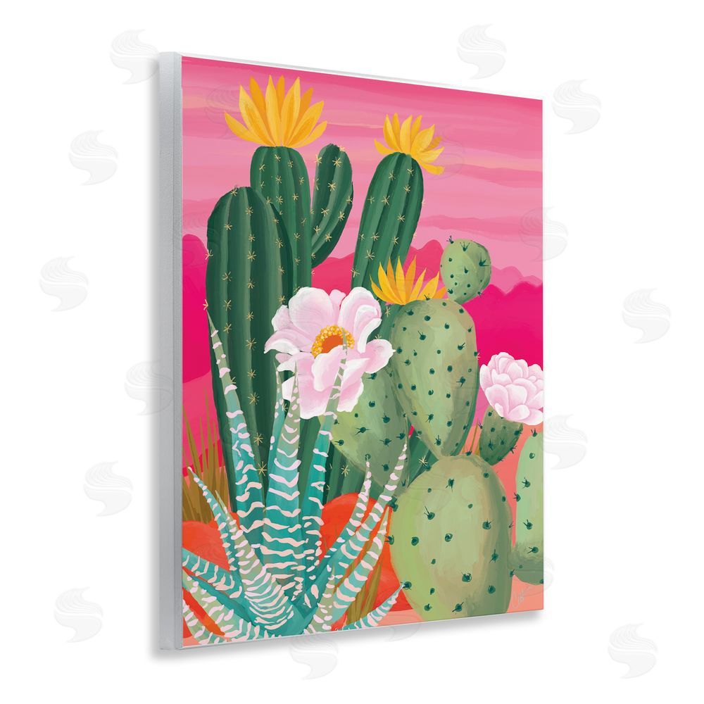 Cat Thurman Designs Sunset Cactus Plants Wall Plaque Art Print