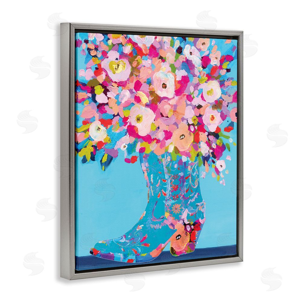 Kamdon Kreations Cowgirl Dabs of Color Gray Floating Frame Canvas Wall Art Print