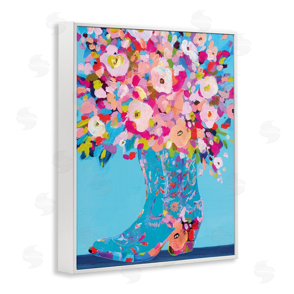 Kamdon Kreations Cowgirl Dabs of Color White Framed Giclee Wall Art Print