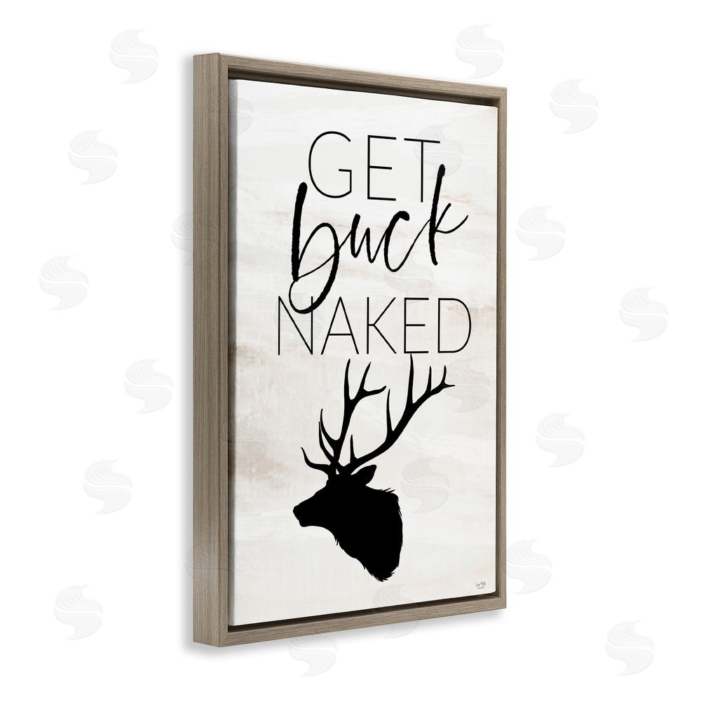 Lux + Me Designs Get Buck Naked Brown Floating Frame Canvas Wall Art Print