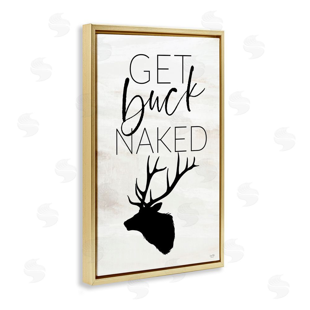 Lux + Me Designs Get Buck Naked Gold Floating Frame Canvas Wall Art Print