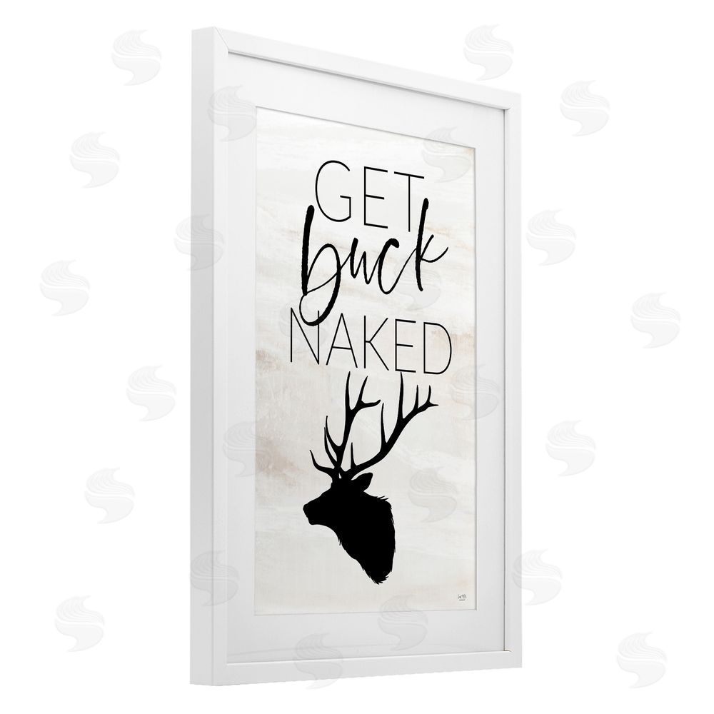 Lux + Me Designs Get Buck Naked White Framed Print Under Glass Wall Art