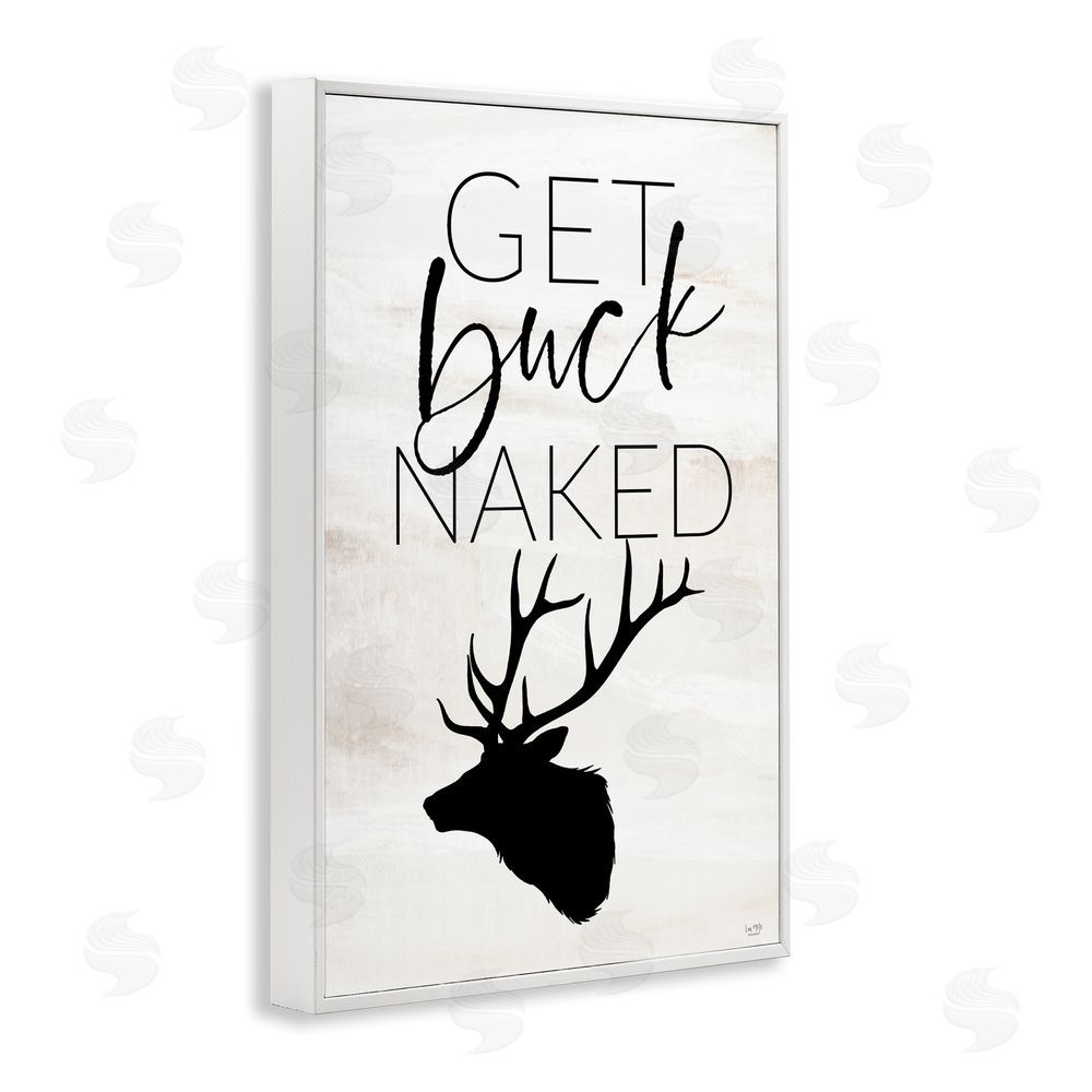 Lux + Me Designs Get Buck Naked White Framed Giclee Wall Art Print