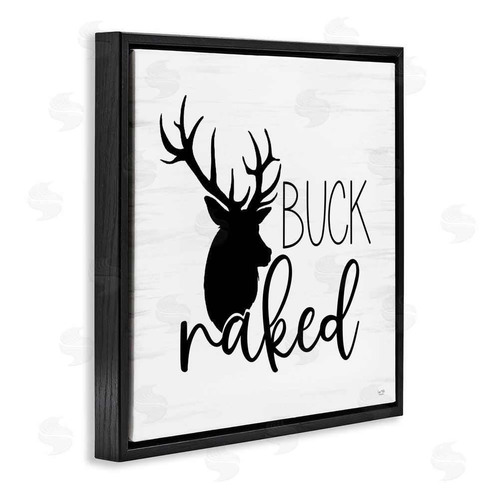 Lux + Me Designs Buck Naked Silhouette Black Floating Frame Canvas Wall Art Print