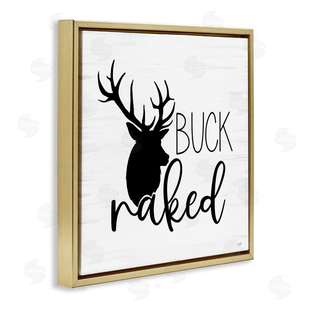 Lux + Me Designs Buck Naked Silhouette Gold Floating Frame Canvas Wall Art Print