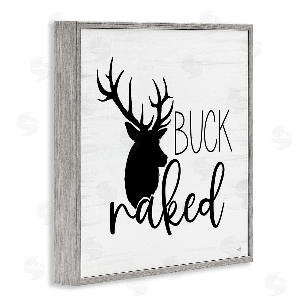 Lux + Me Designs Buck Naked Silhouette Gray Framed Giclee Wall Art Print