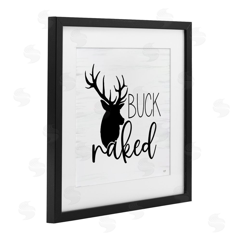 Lux + Me Designs Buck Naked Silhouette Black Framed Print Under Glass Wall Art