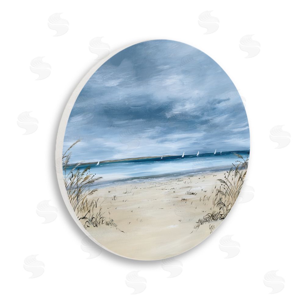 Georgie Harrison Sailboats in Distance Shore Wall Plaque Art Print