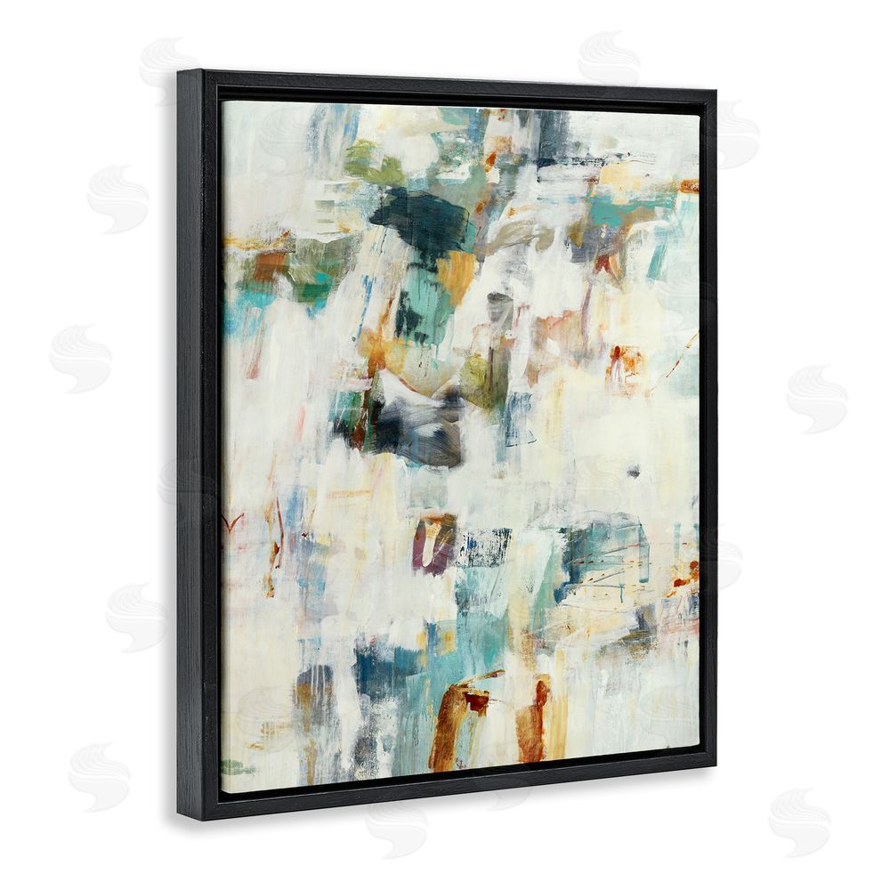 Lisa Ridgers Expressive Chaos Layers Black Floating Frame Canvas Wall Art