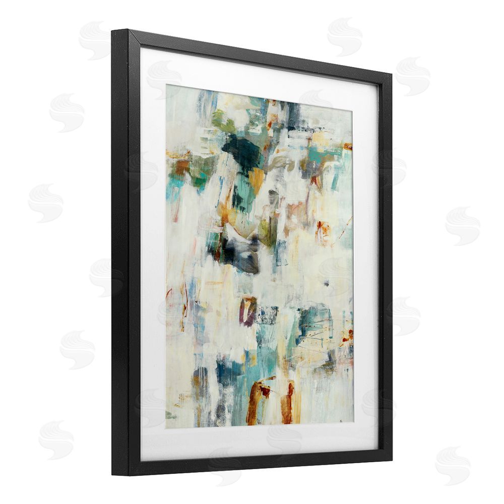 Lisa Ridgers Expressive Chaos Layers Black Framed Print Under Glass with Mat Wall Art