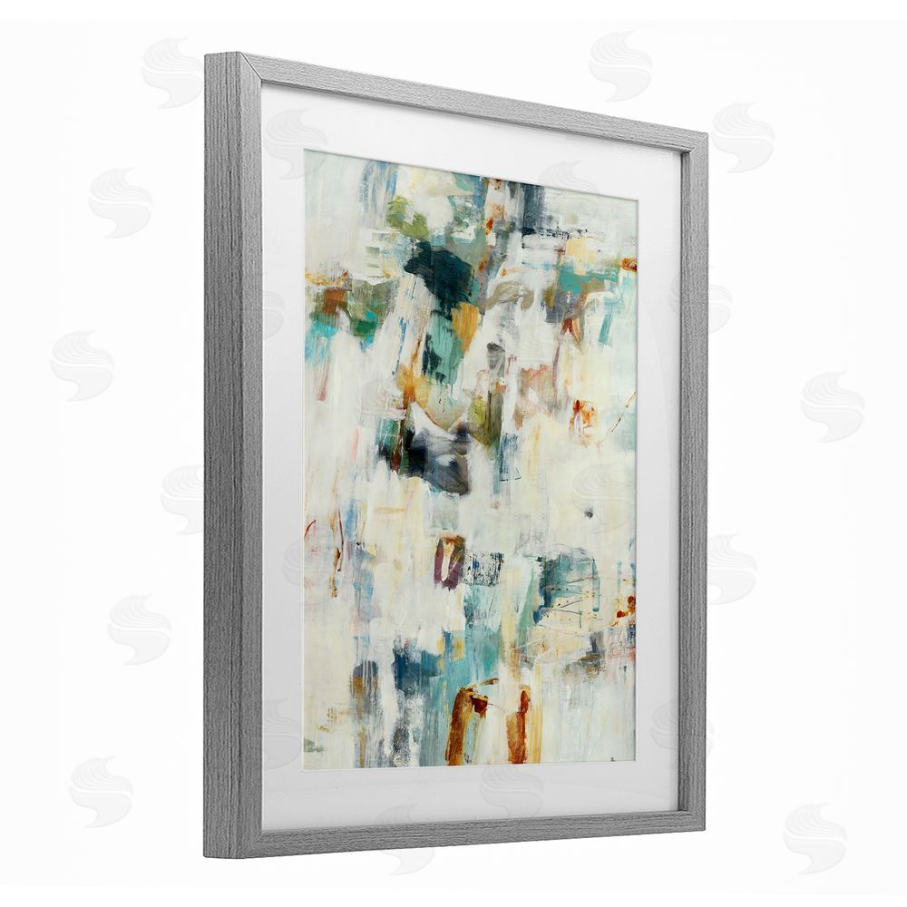 Lisa Ridgers Expressive Chaos Layers Gray Framed Print Under Glass with Mat Wall Art