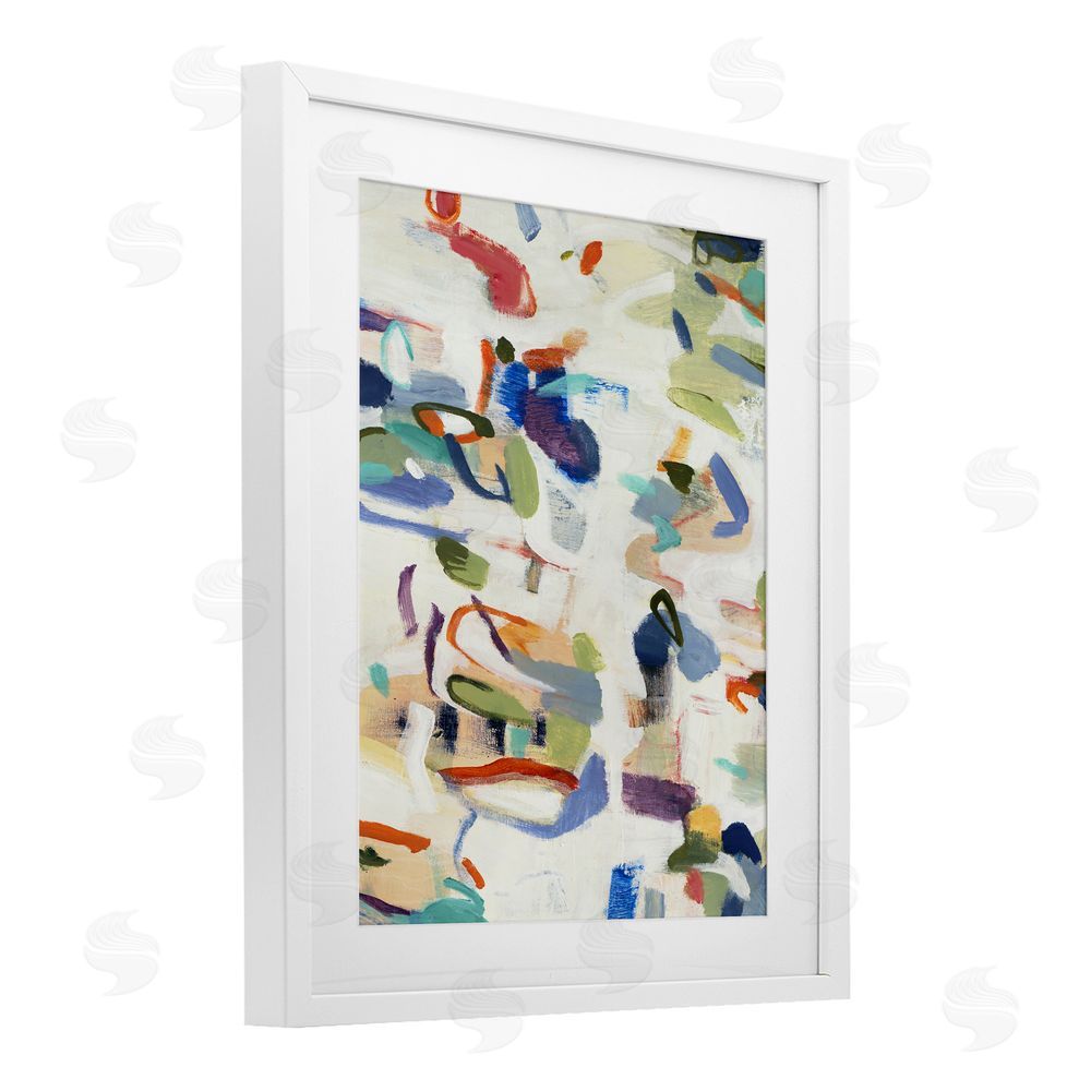 Lisa Ridgers Expressive Composition Brushstrokes White Framed Print Under Glass with Mat Wall Art