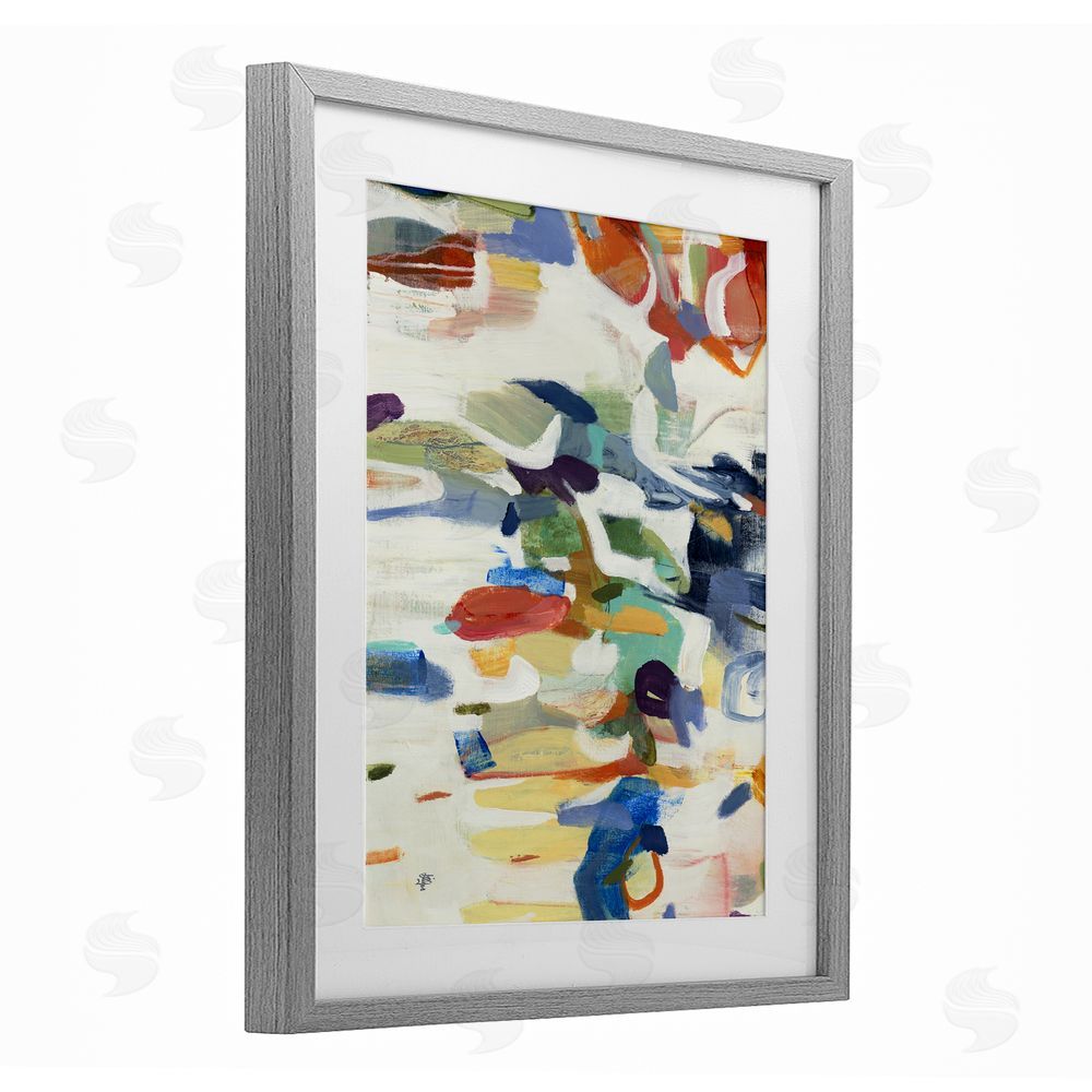 Lisa Ridgers Primary Hued Abstraction Gray Framed Print Under Glass Wall Art