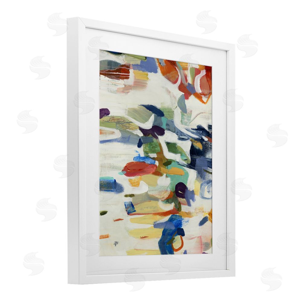 Lisa Ridgers Primary Hued Abstraction White Framed Print Under Glass Wall Art