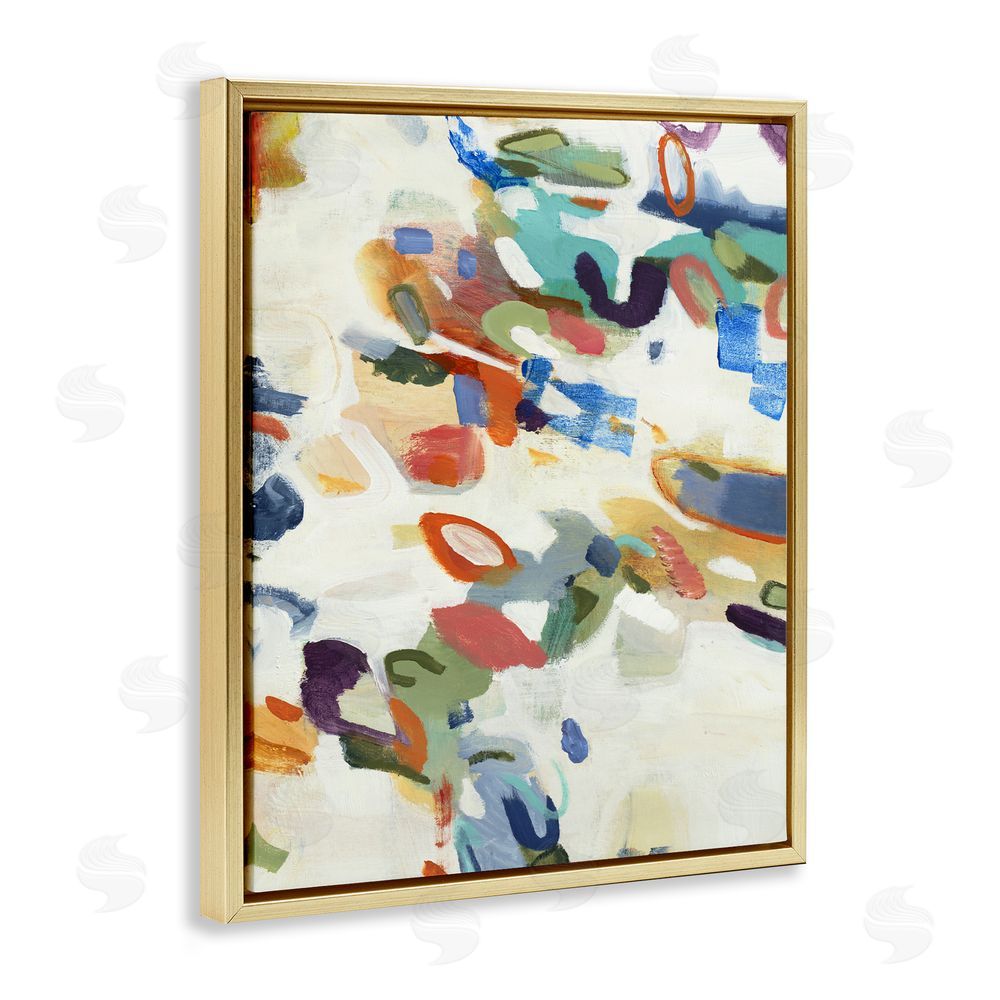 Lisa Ridgers Multihued Expressive Abstract Gold Floating Frame Canvas Wall Art