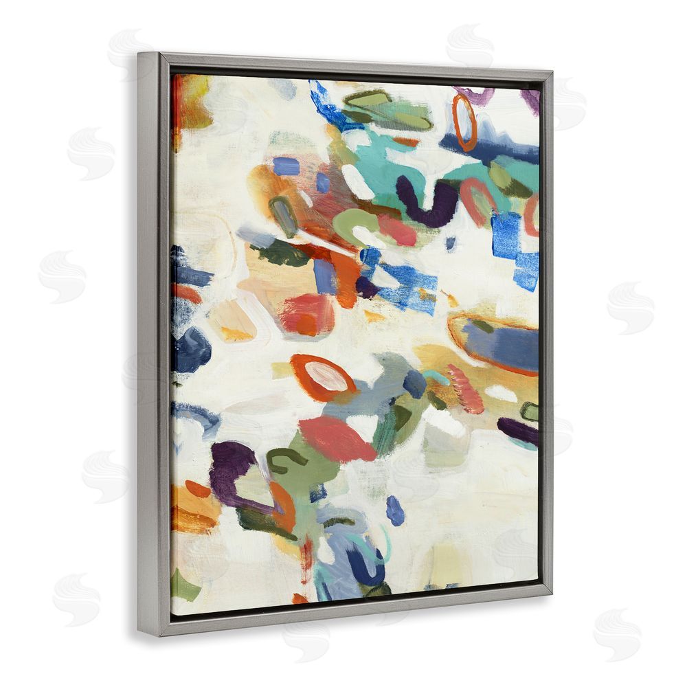Lisa Ridgers Multihued Expressive Abstract Gray Floating Frame Canvas Wall Art