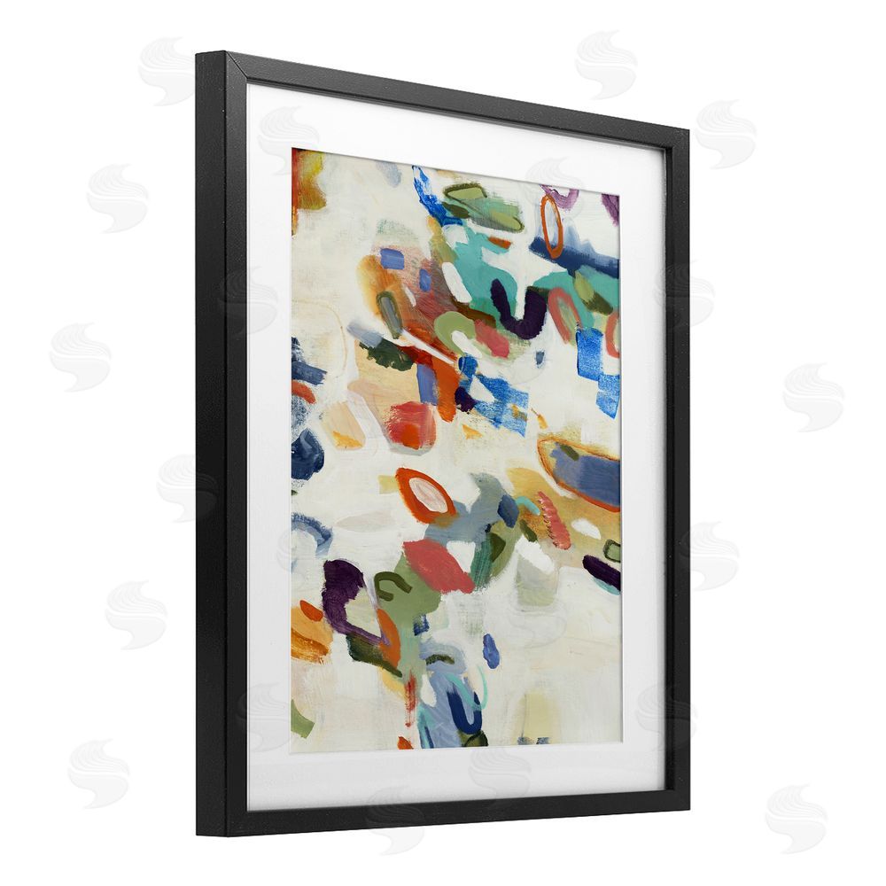 Lisa Ridgers Multihued Expressive Abstract Black Framed Print Under Glass with Mat Wall Art