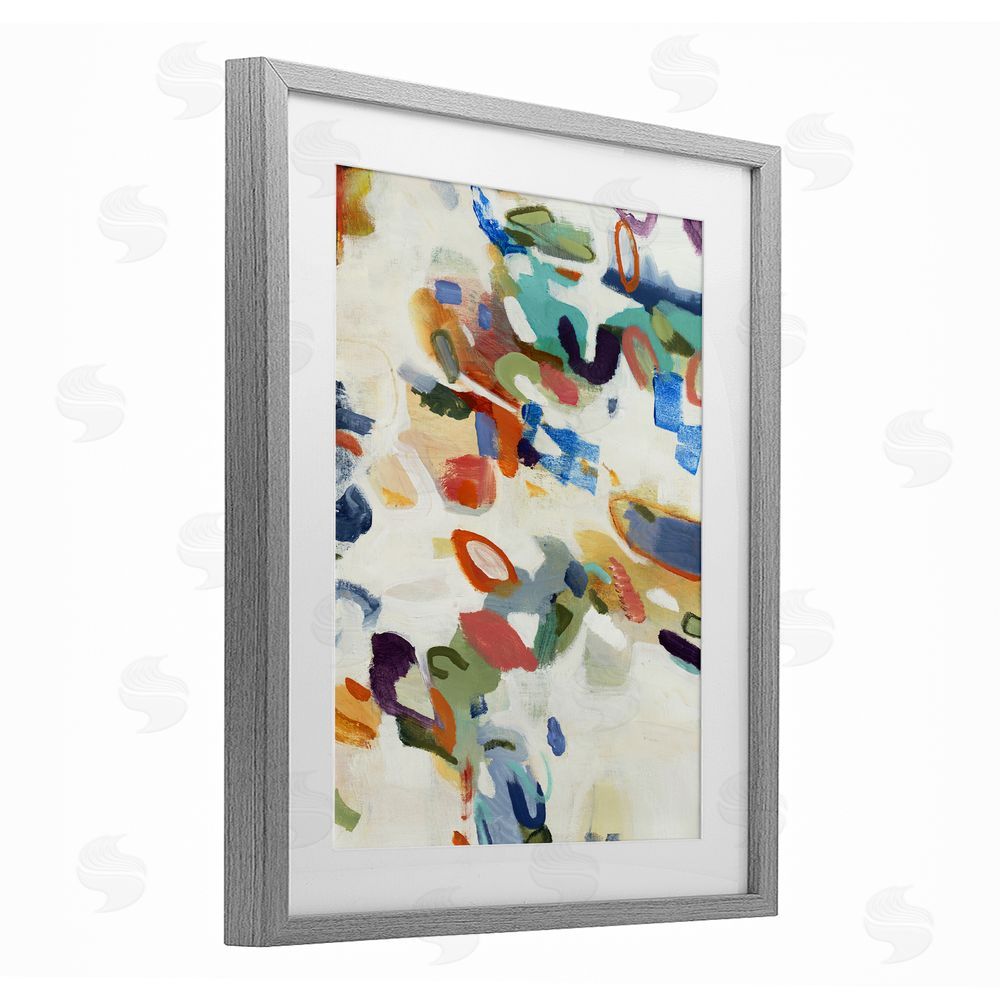 Lisa Ridgers Multihued Expressive Abstract Gray Framed Print Under Glass with Mat Wall Art