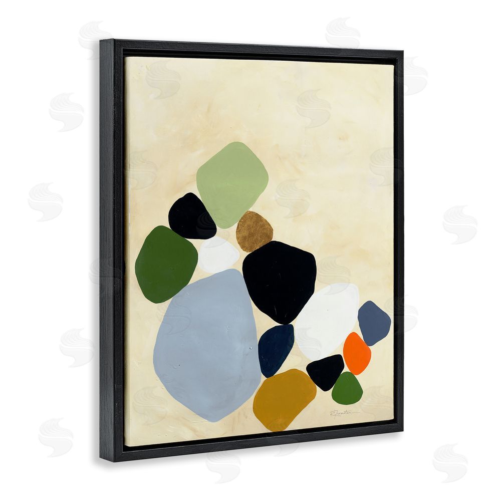 Ruth Fromstein Balanced Shapes Cluster Black Floating Frame Canvas Wall Art Print
