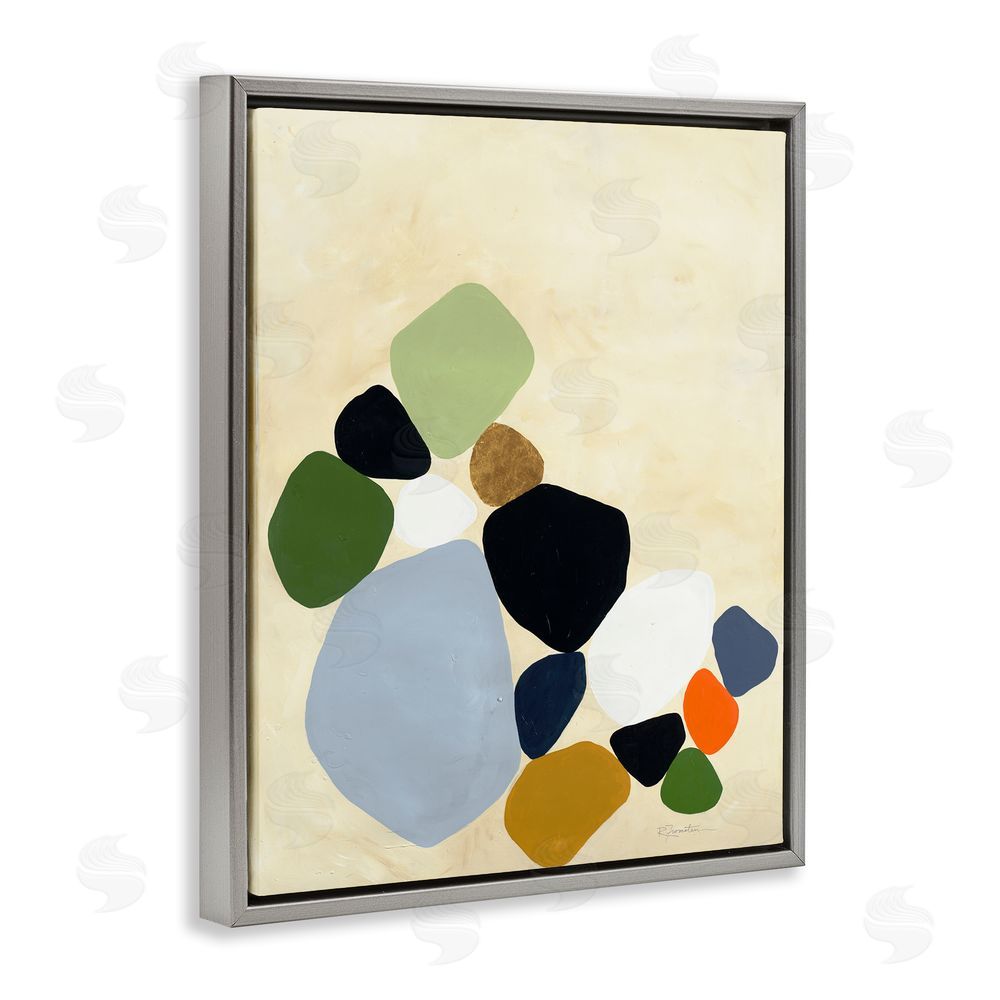 Ruth Fromstein Balanced Shapes Cluster Gray Floating Frame Canvas Wall Art Print