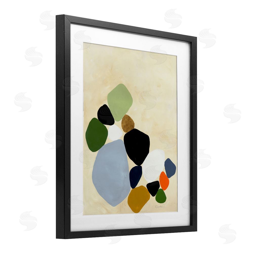 Ruth Fromstein Balanced Shapes Cluster Black Framed Print Under Glass Wall Art