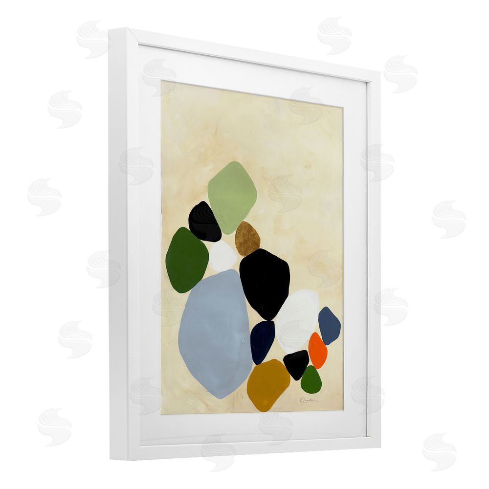 Ruth Fromstein Balanced Shapes Cluster White Framed Print Under Glass Wall Art
