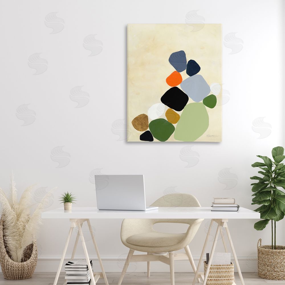 Ruth Fromstein Cluster of Minimal Pebbles Stretched Canvas Wall Art in Room