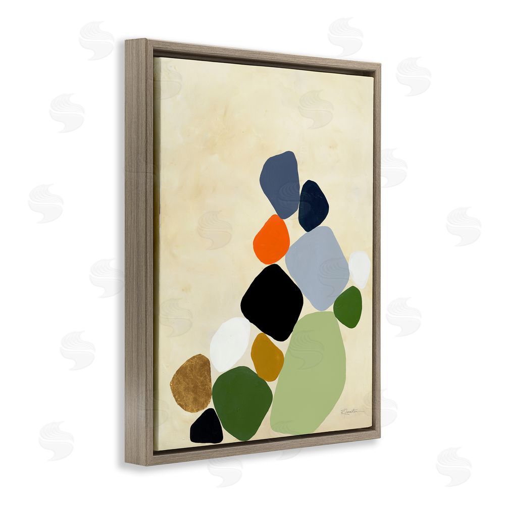 Ruth Fromstein Cluster of Minimal Pebbles Brown Floating Frame Canvas Wall Art Print