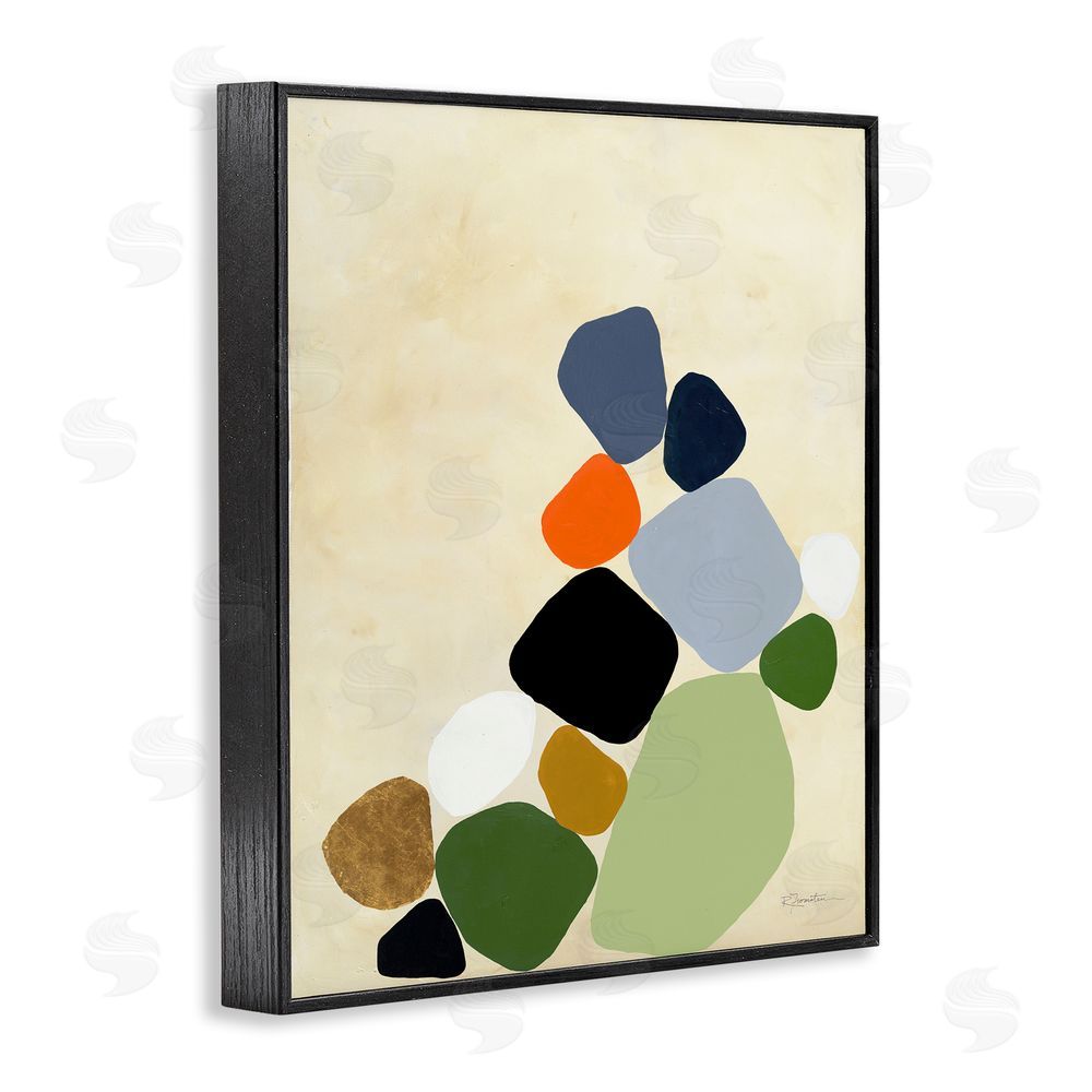 Ruth Fromstein Cluster of Minimal Pebbles Black Framed Giclee Wall Art Print