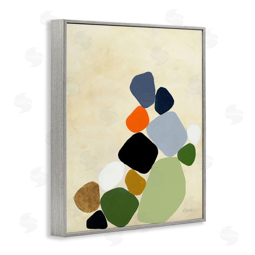 Ruth Fromstein Cluster of Minimal Pebbles Gray Framed Giclee Wall Art Print