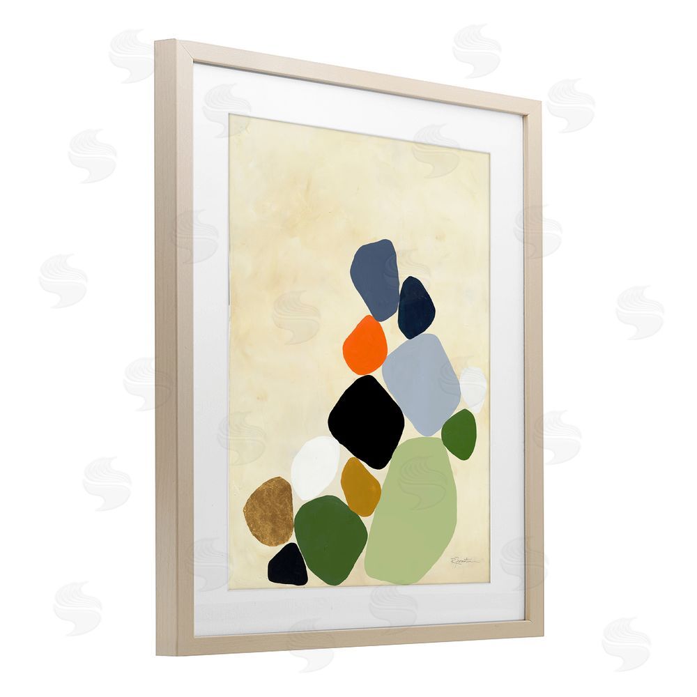 Ruth Fromstein Cluster of Minimal Pebbles Birch Framed Print Under Glass Wall Art