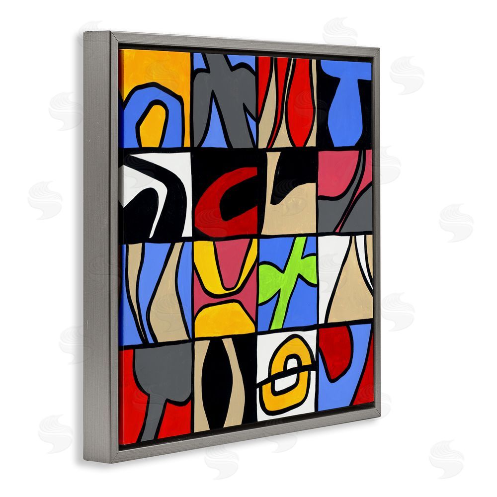 Ruth Fromstein Alternating Contrast Shapes Abstraction Gray Floating Frame Canvas Wall Art Print